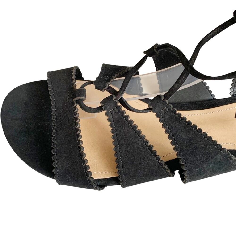 Schutz Ink Black Erlina Soft Sueded Leather Lace Up Gladiator Flat Sandals 8.5 - Picture 5 of 9